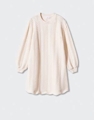 Puffed sleeves knit dress