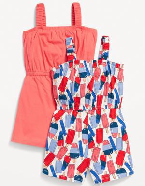 Sleeveless Jersey-Knit Romper 2-Pack for Toddler Girls gray
