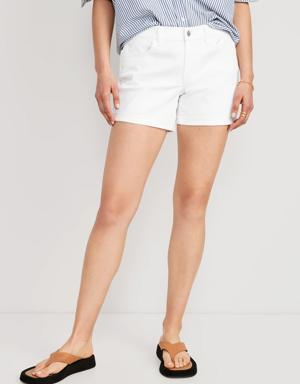 Mid-Rise Wow White Jean Shorts -- 5-inch inseam white