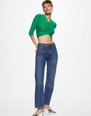 Double-breasted cropped sweater
