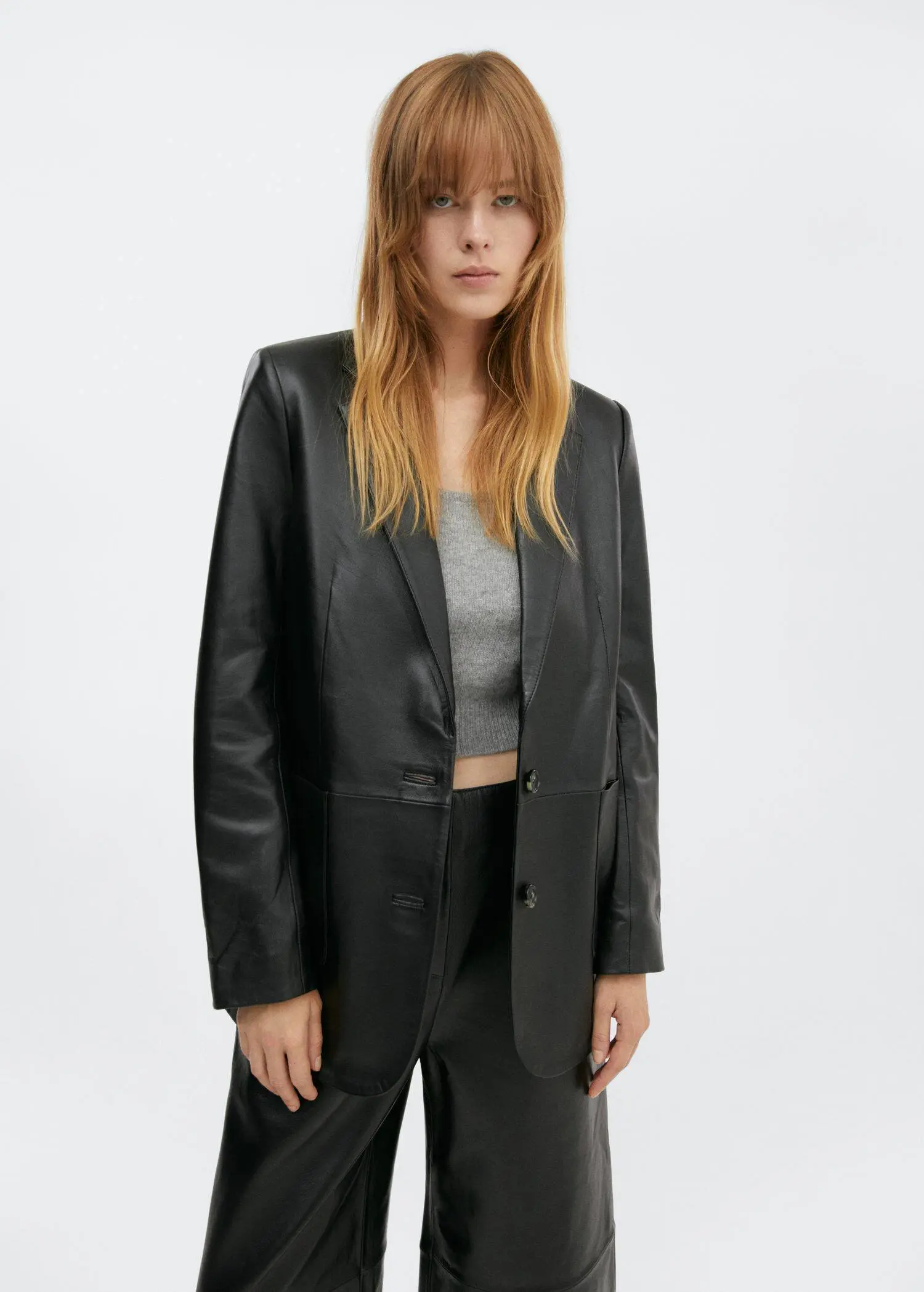 Mango Leather jacket with pockets. 2