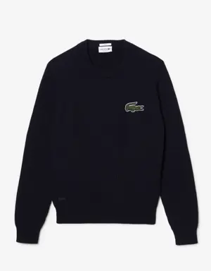 Sweater com decote redondo em algodão orgânico Lacoste unissexo