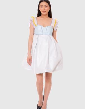 Sleeve Detailed Balloon Skirt Cut Dress