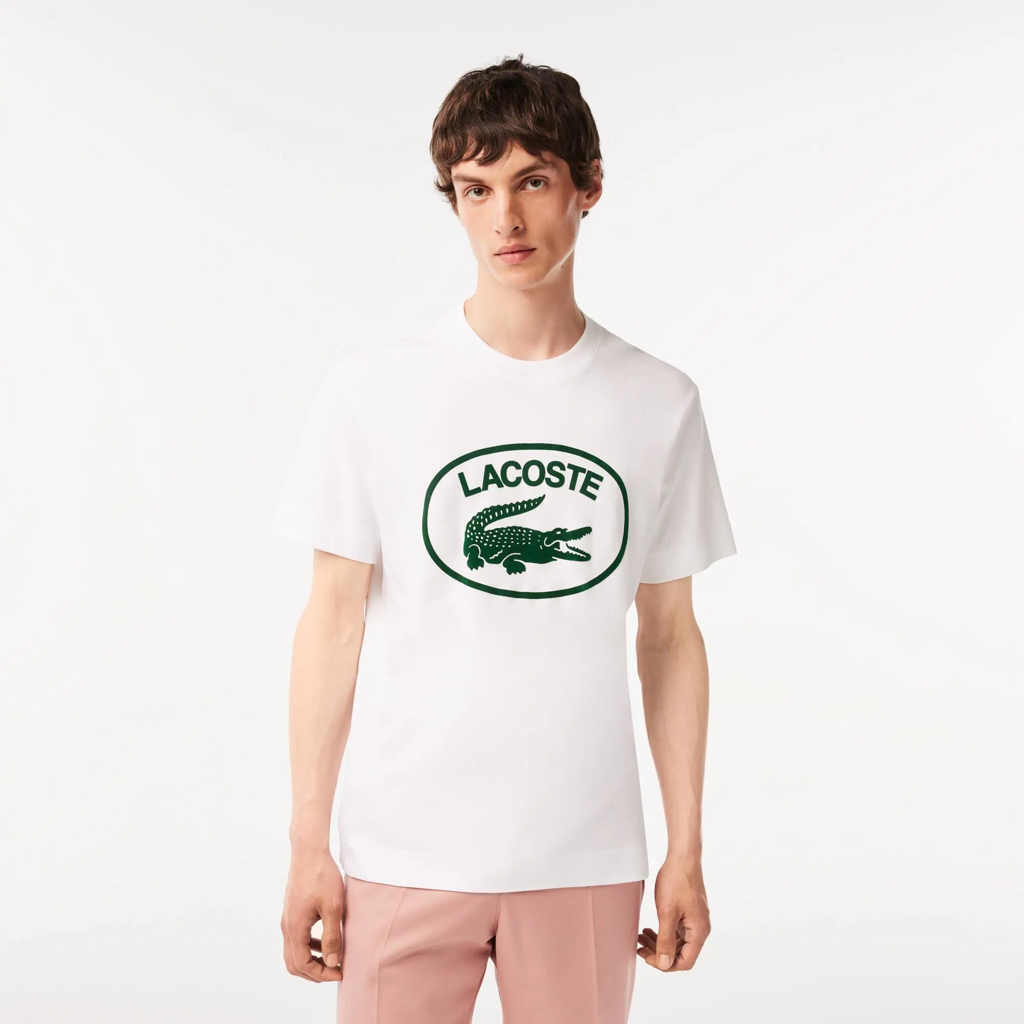 Lacoste T-shirt da uomo in cotone con logo tono tono, relaxed fit. 1