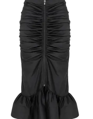 Ruched Mermaid Black Skirt - 2 / BLACK