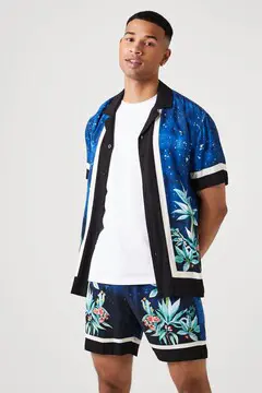 Forever 21 Forever 21 Floral & Sky Print Drawstring Shorts Black/Multi. 2 Forever 21 Forever 21 Floral & Sky Print Drawstring Shorts Black/Multi. 2