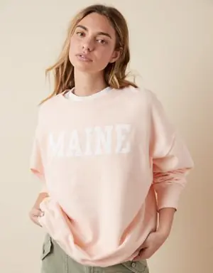 Oversized Maine Graphic Sweatshirt