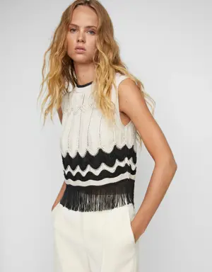 Fringed detail knit top