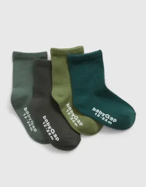 Toddler Cotton Crew Socks (4-Pack) green