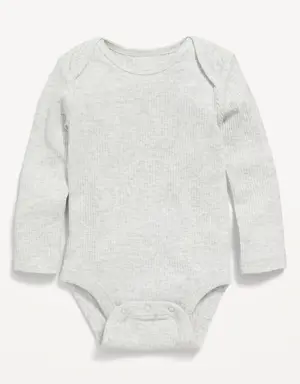 Unisex Long-Sleeve Rib-Knit Bodysuit for Baby gray