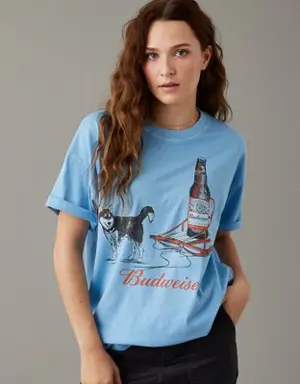 Oversized Holiday Budweiser Graphic Tee