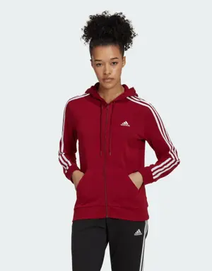 Essentials Single Jersey 3-Stripes Full-Zip Kapüşonlu Üst