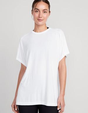Old Navy Oversized UltraLite Rib-Panel Tunic T-Shirt for Women white