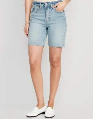 High-Waisted OG Straight Jean Shorts for Women -- 7-inch inseam blue