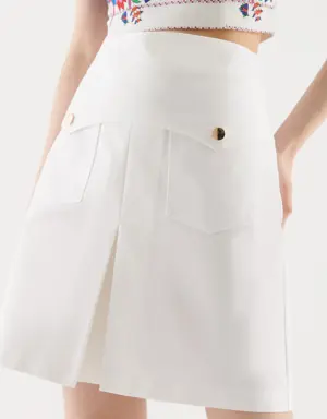 Front Pocket Detailed Skirt - 2 / White