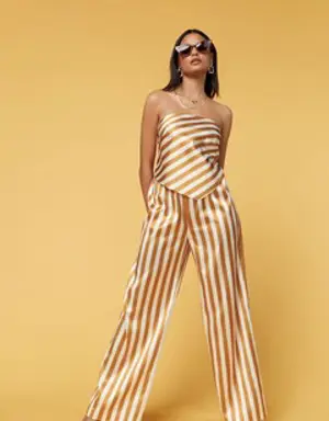 Forever 21 Striped Handkerchief Top &amp; Pants Set Ivory/Multi