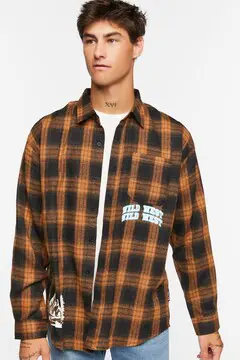 Forever 21 Forever 21 Plaid Wild West Graphic Shirt Brown/Multi. 2