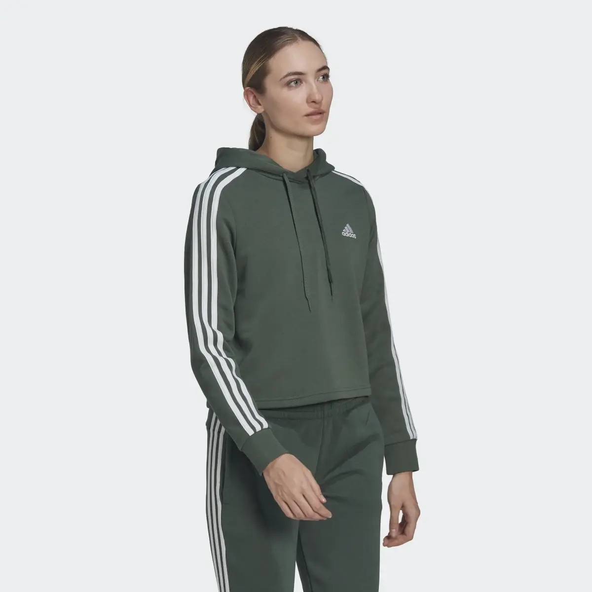 Adidas Essentials 3-Stripes Cropped Hoodie. 3