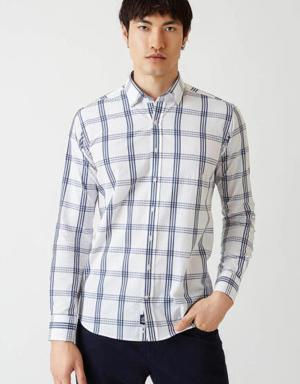 Men’s Regular Fit Long Sleeve Sport Shirt NAVY BLUE
