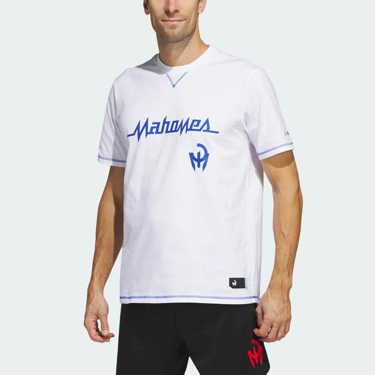 Adidas Mahomes Blue 80 Graphic Tee. 1