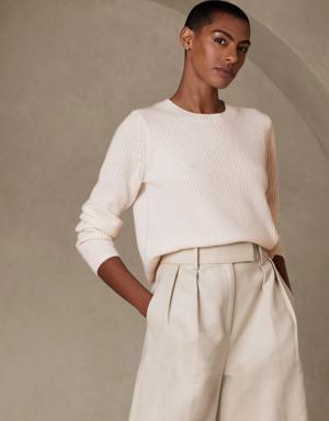 Lucia Cashmere Ribbed Sweater white