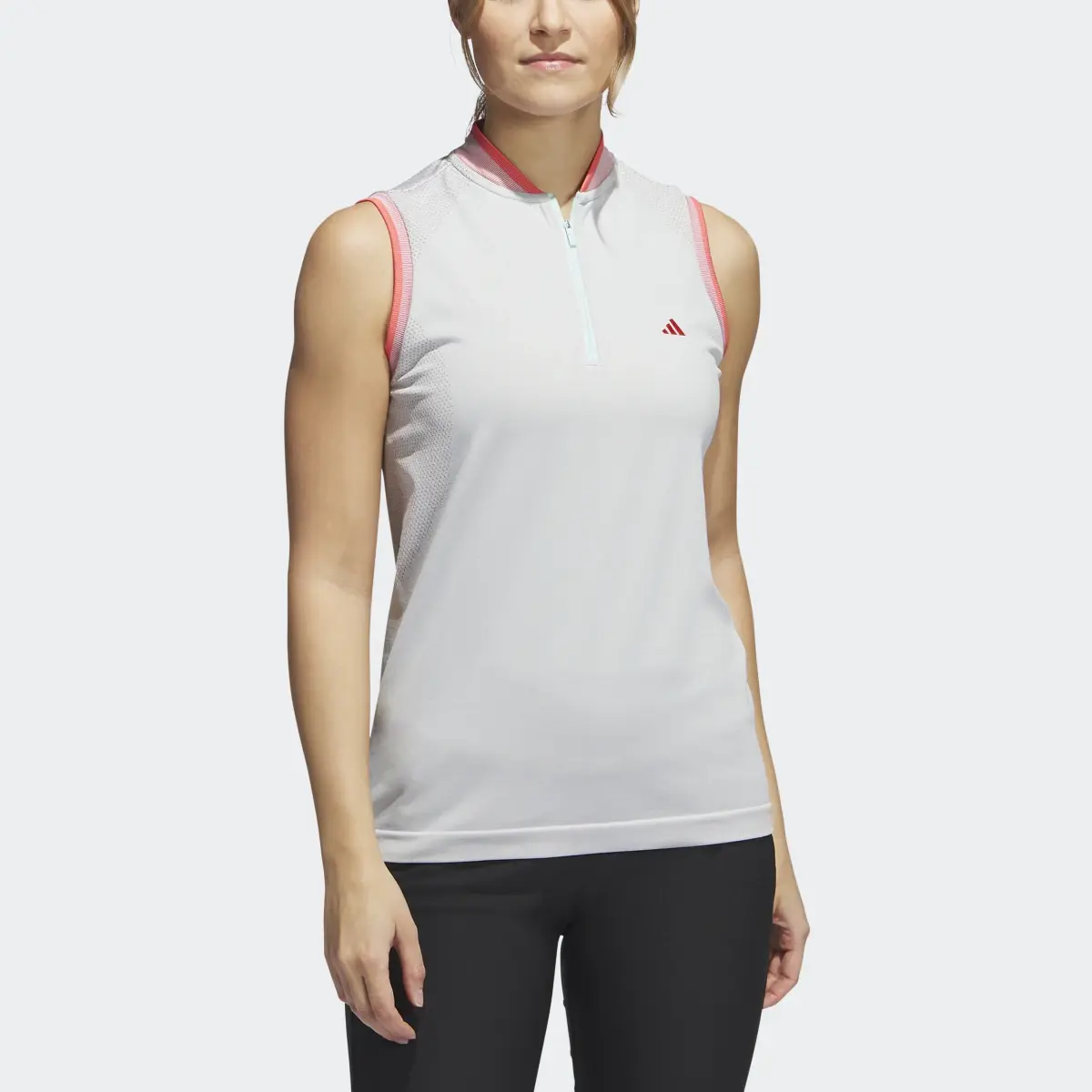 Adidas Ultimate365 Tour PRIMEKNIT Sleeveless Polo Shirt. 1