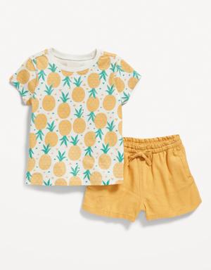 Old Navy Printed Crew-Neck T-Shirt & Pull-On Shorts for Toddler Girls yellow