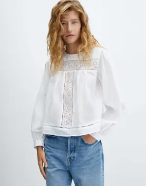 Mango Cotton blouse with openwork details 