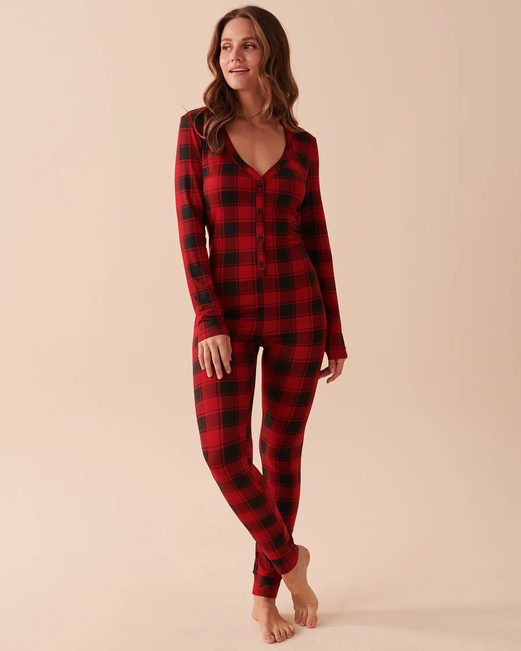 La Vie en Rose Buffalo Plaid Super Soft Jumpsuit. 3