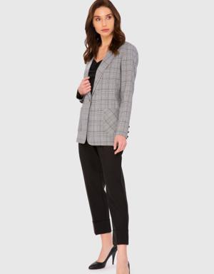 Checked Patterned Double Leg Black Suit