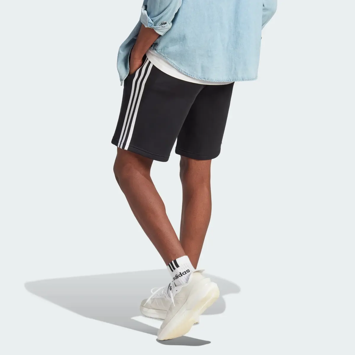 Adidas Essentials Fleece 3-Stripes Shorts. 2
