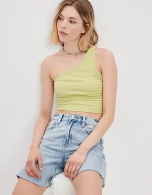 Cropped One-Shoulder Tank Top