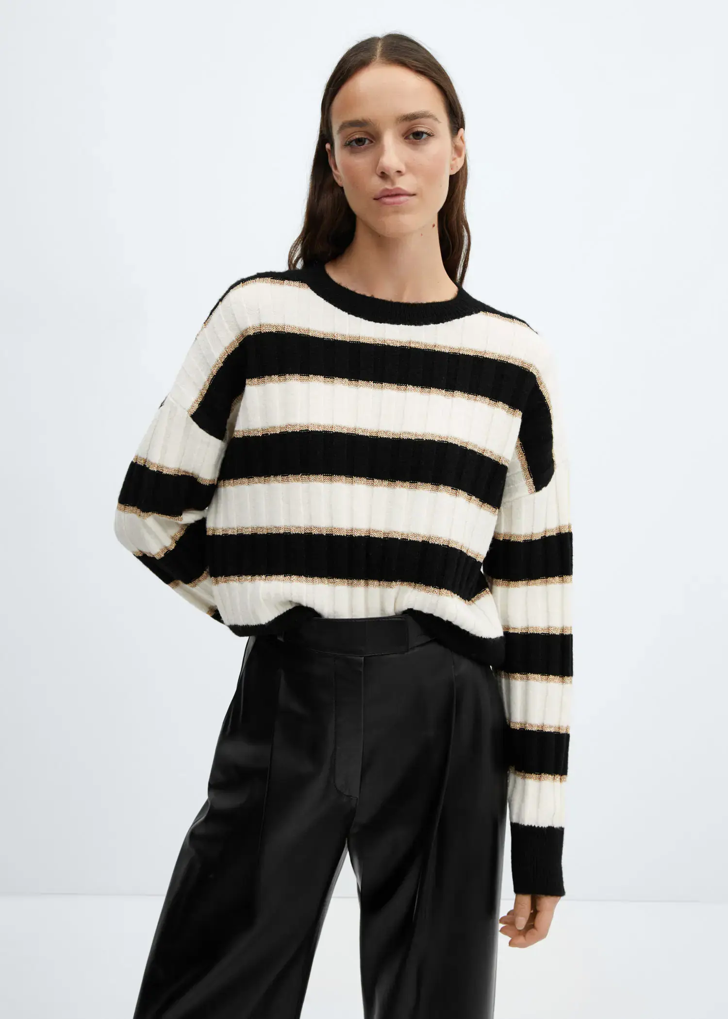 Mango Lurex details striped sweater. 1