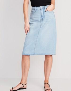 Extra High-Waisted A-Line Midi Jean Skirt for Women blue