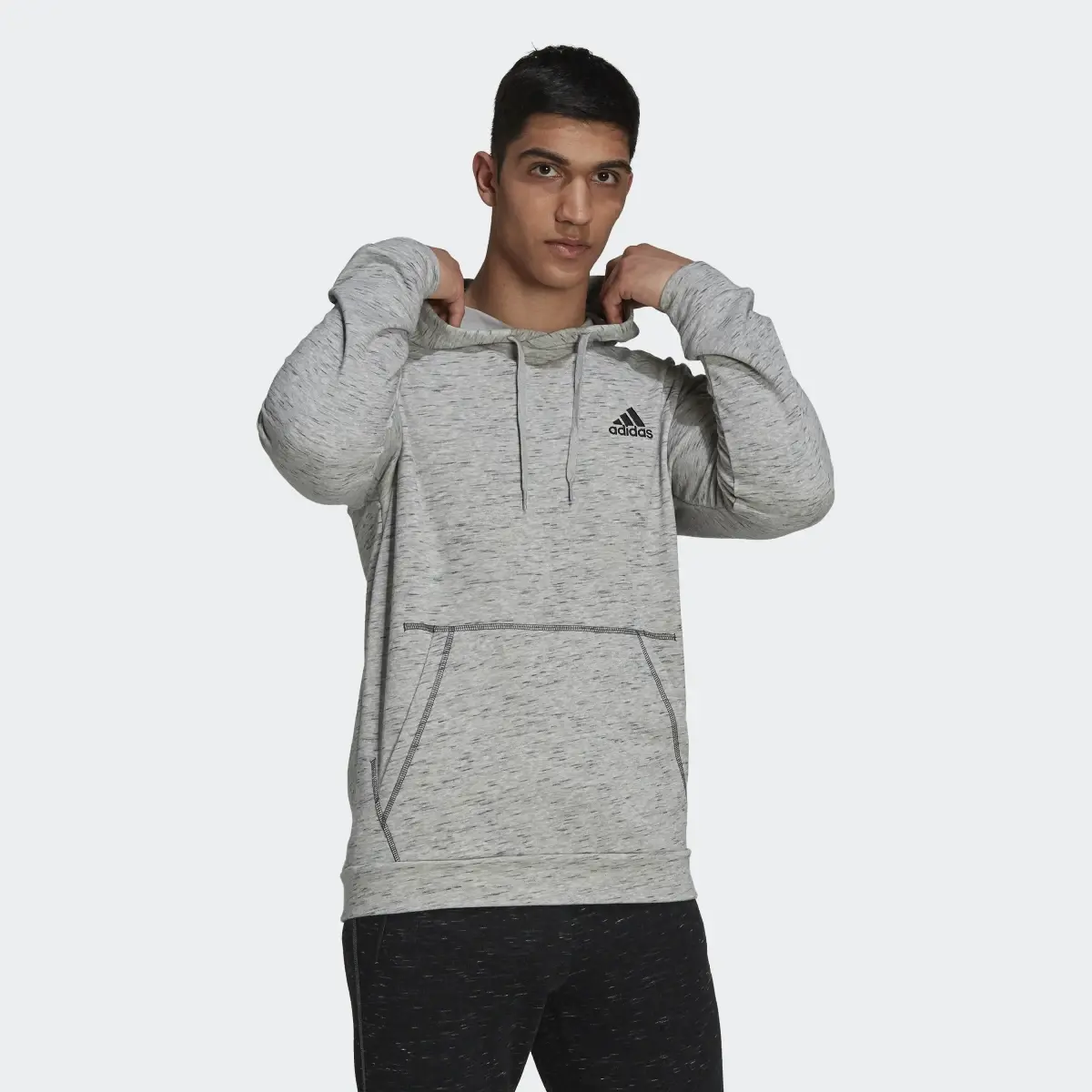 Adidas Essentials Mélange Embroidered Small Logo Hoodie. 2
