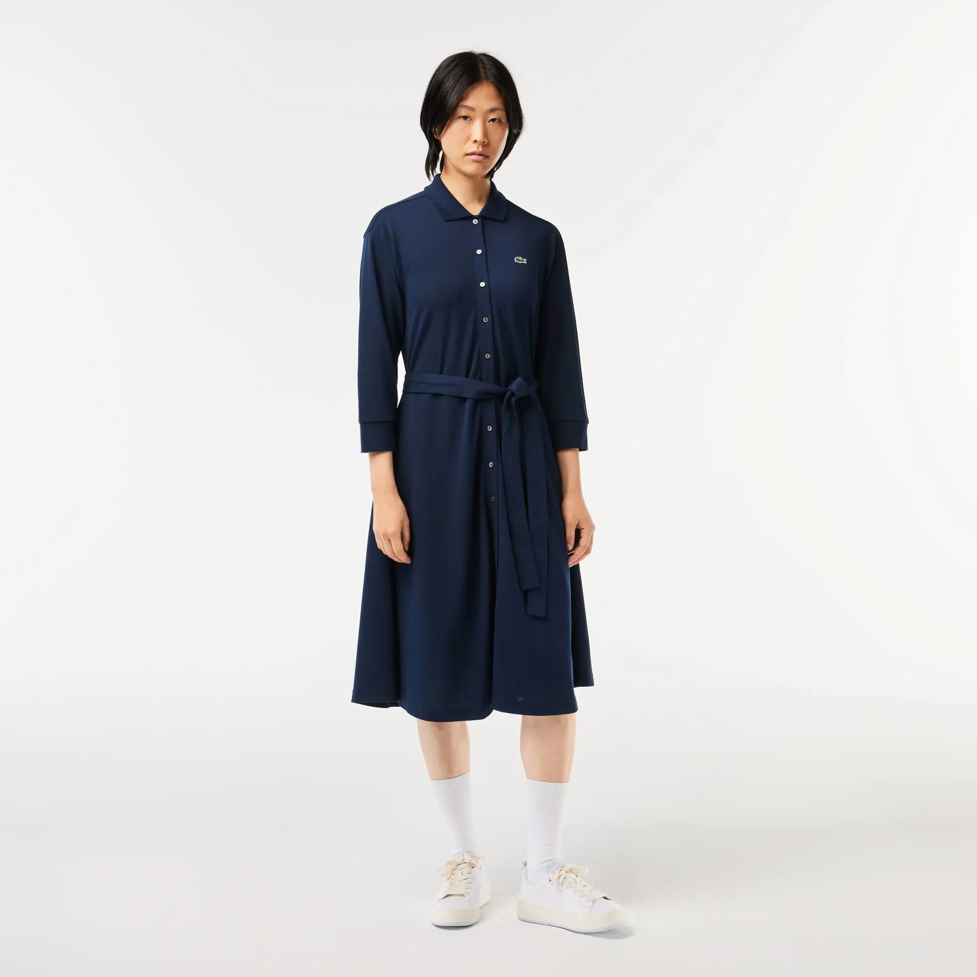Lacoste 3/4 Sleeve Cotton Piqué Polo Dress. 1