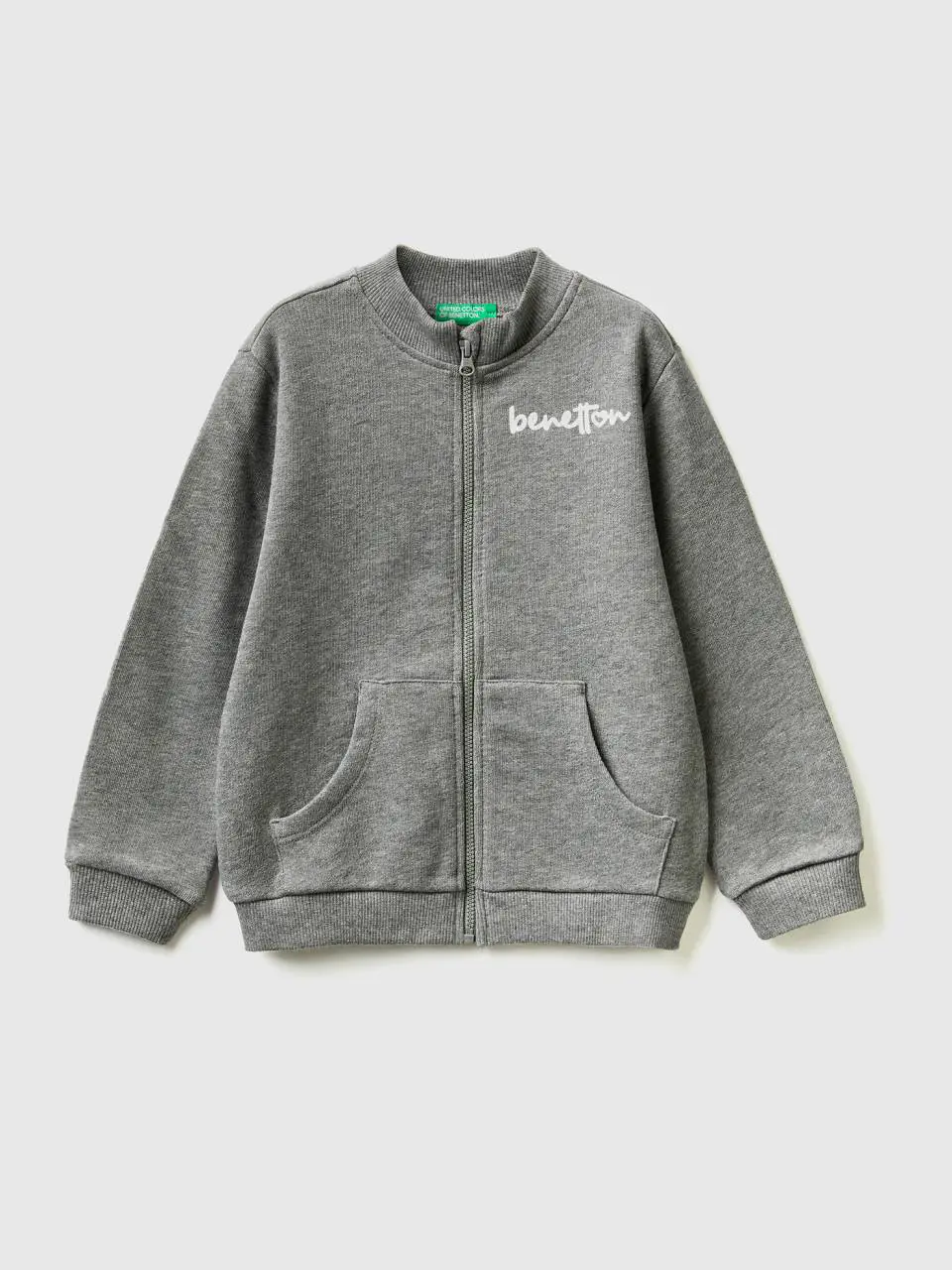 Benetton sweatshirt with zip in organic cotton. 1