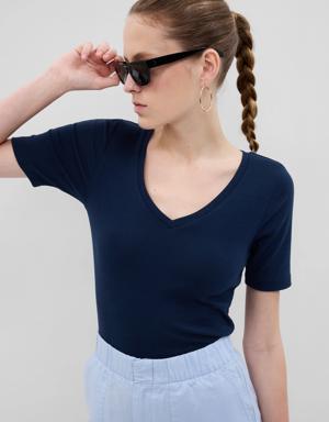 Modern V-Neck T-Shirt blue