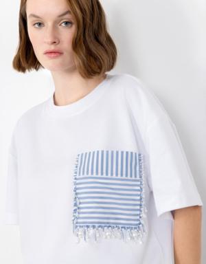 Embroidered White Tshirt With Pocket