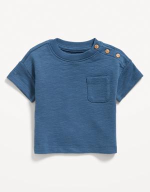 Unisex Drop-Shoulder Pocket T-Shirt for Baby blue