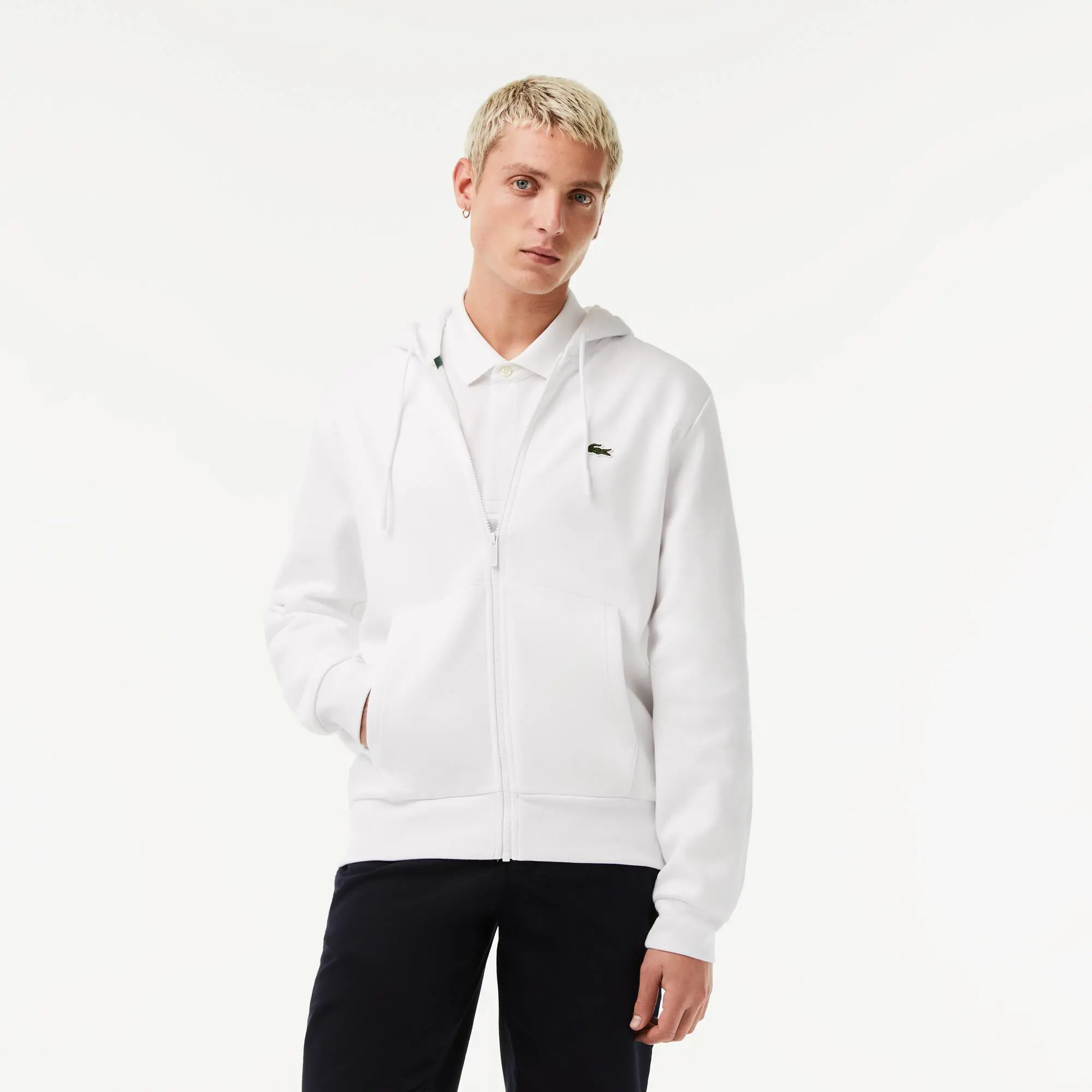 Lacoste Men's Kangaroo Pocket Zip-Up Fleece Hoodie. 1 Lacoste Men's Kangaroo Pocket Zip-Up Fleece Hoodie. 1