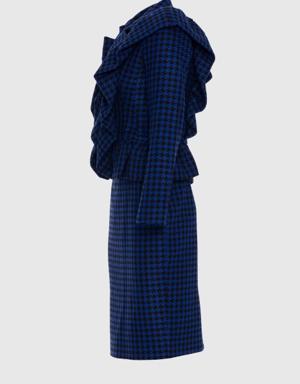 Crowbar Patterned Navy Blue Skirt Suit