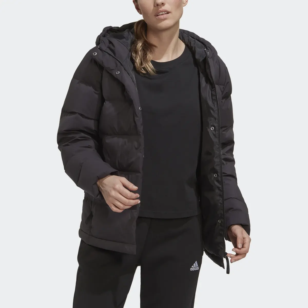 Adidas Helionic Hooded Down Jacket. 1