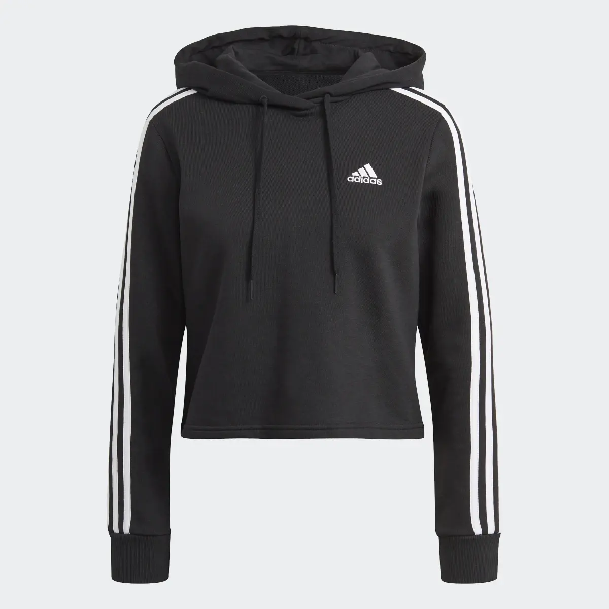 Adidas Essentials 3-Stripes Cropped Hoodie. 1