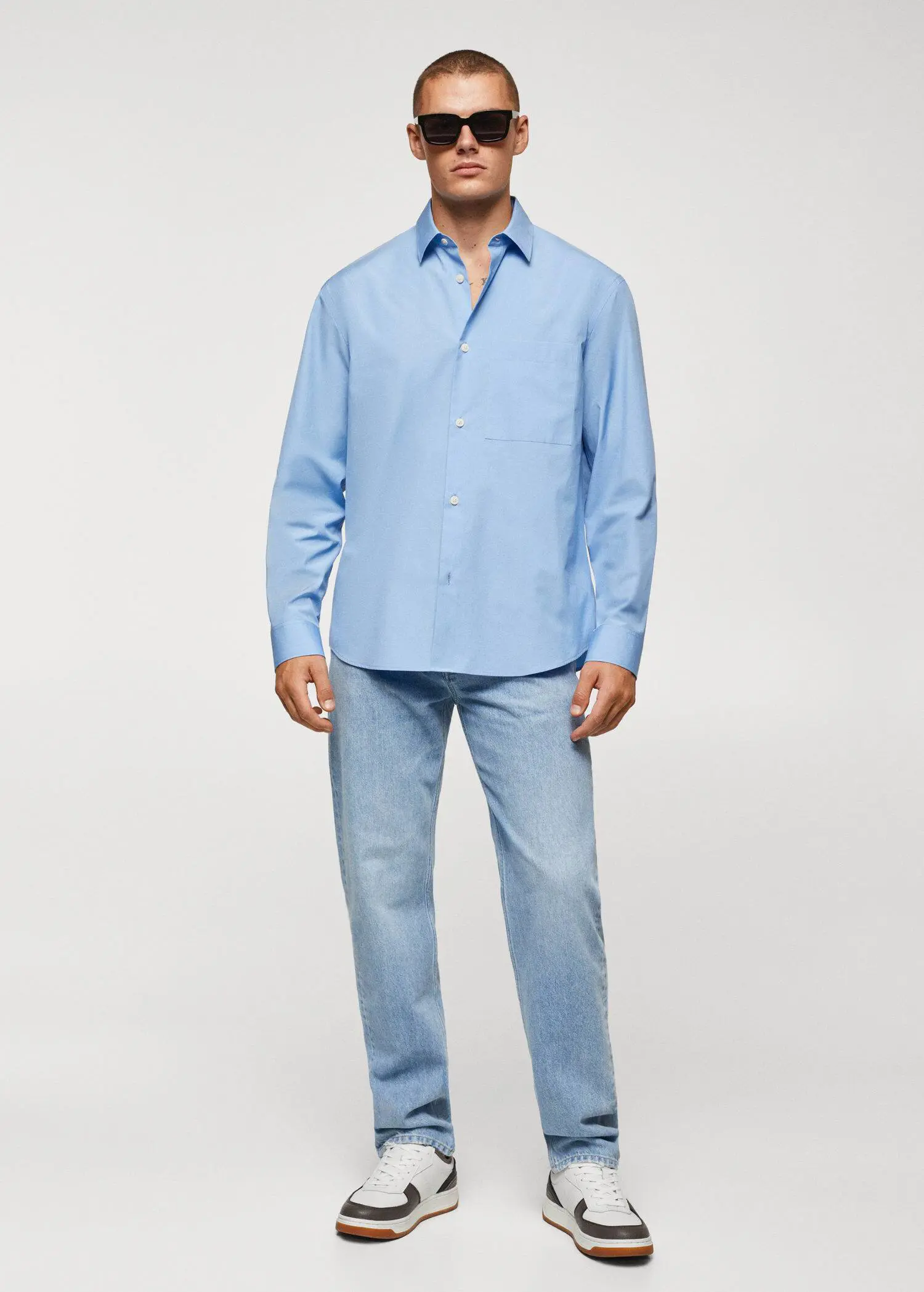 Mango Relaxed-fit cotton pocket shirt. 2