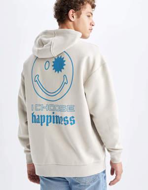 SmileyWorld Oversize Fit Bisiklet Yaka İçi Yumuşak Tüylü Sweatshirt