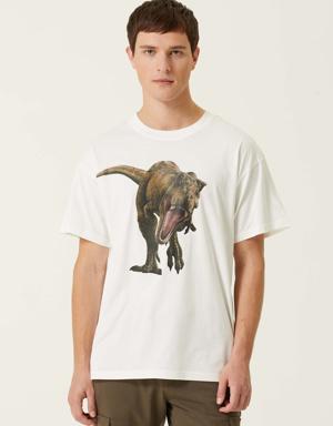 Beyaz Figür Baskılı T-shirt