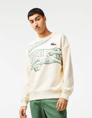 Lacoste Men’s Crew Neck Loose Fit Croc Print Sweatshirt