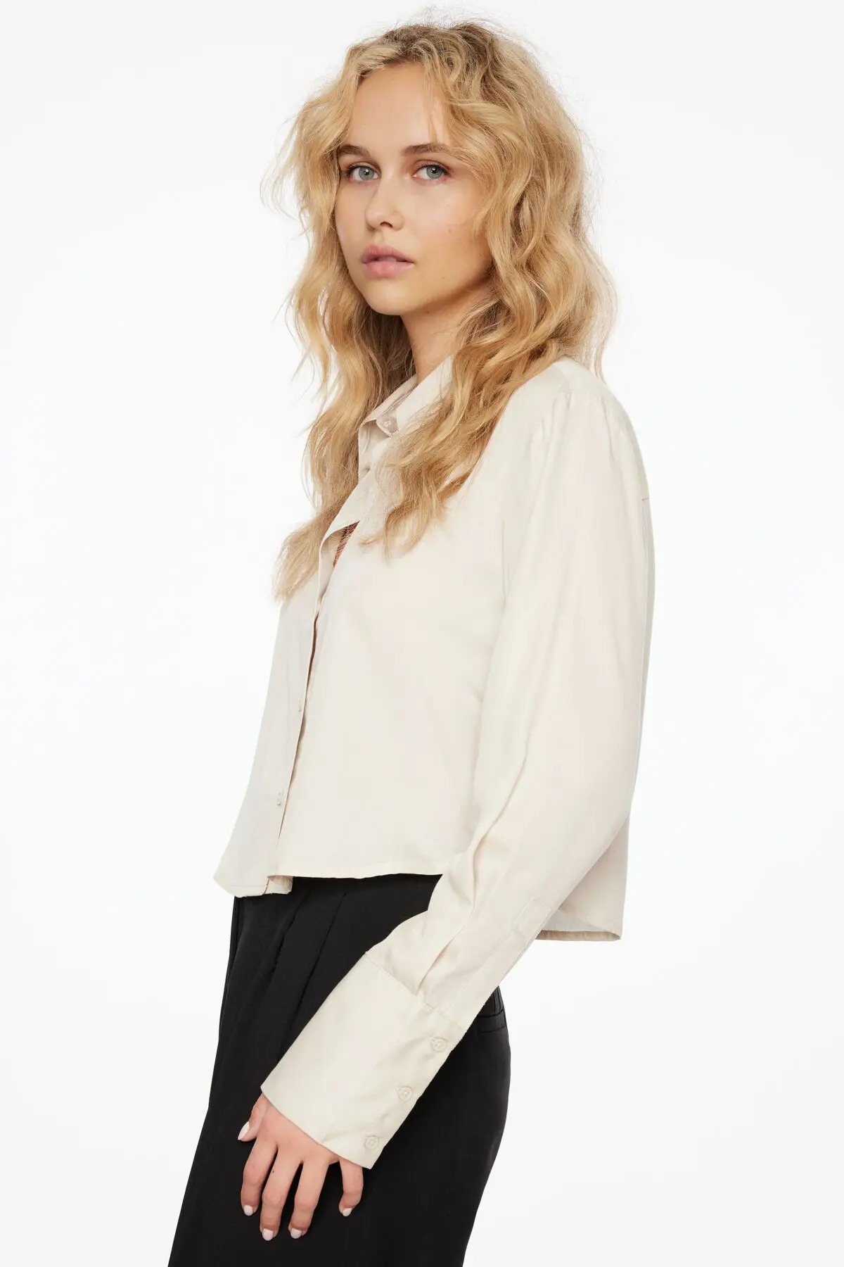 Dynamite Cropped Tencel Shirt. 1