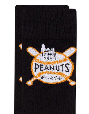 Peanuts Baskılı Siyah Soket Çorap